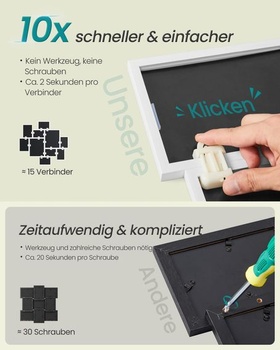SONGMICS Koláž z fotorámikov, 10 fotorámikov v 3 veľkostiach, nevyžaduje žiadne náradie, biela, 20 x