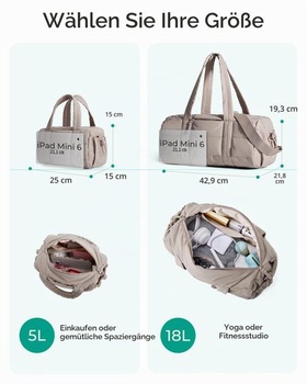 Dámska športová taška cez rameno bagsmart Mini, 5l, prešívaná športová taška na víkendy/plávanie,