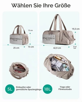 Dámská sportovní taška přes rameno bagsmart Mini, 5l, prošívaná sportovní taška na víkendy/plavání,