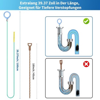 Špirálové tyčinky na čistenie odpadov, 5 kusov, 100cm odtokový had, oceľová trubička odolná proti