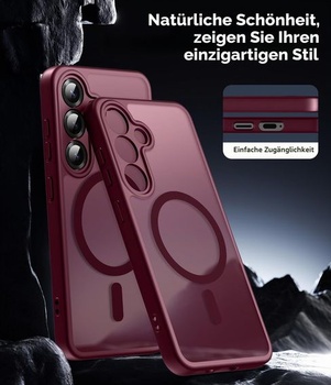 Magnetické puzdro Opkiegrn pre Samsung Galaxy S25 a 2 ochranné fólie na displej, vínové vínové pre