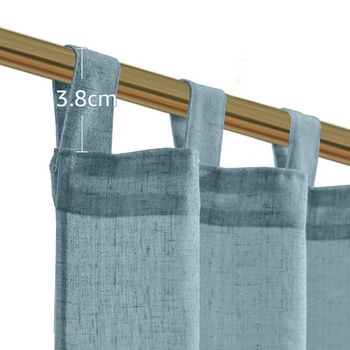 TOPICK Záclony do kaviarne s pútkami, bistro záclony, V 115 x Š 65 cm, súprava 2 kusov, modré, pútka -
