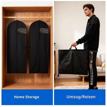 Tašky na odevy 180x60cm, 4 kusy skladacích poťahov na odevy so zipsom, tašky na odevy pre ochranu