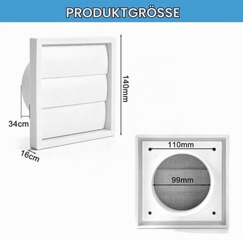 100mm biela uzamykateľná vetracia mriežka 140mm×140mm