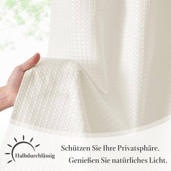 TOPICK Záclony do kaviarne, design zbraní, bistro záclona, ​​sada 2 kusov, V 115 x Š 90 cm, béžová, V