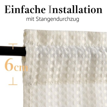 TOPICK Záclony do kaviarne, design zbraní, bistro záclona, ​​sada 2 kusov, V 115 x Š 90 cm, béžová, V