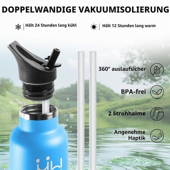 Láhev na vodu HoneyHolly 1L bez BPA z nerezové oceli, nepropustná dvoustěnná izolovaná láhev,