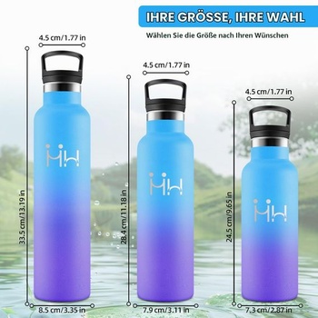 Láhev na vodu HoneyHolly 1L bez BPA z nerezové oceli, nepropustná dvoustěnná izolovaná láhev,