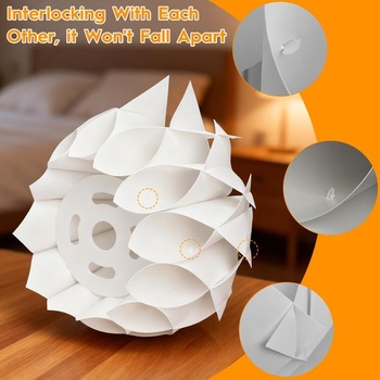 Origami tienidlo na lampu, biely zložený papierový kryt na závesné svetlo do obývacej izby,