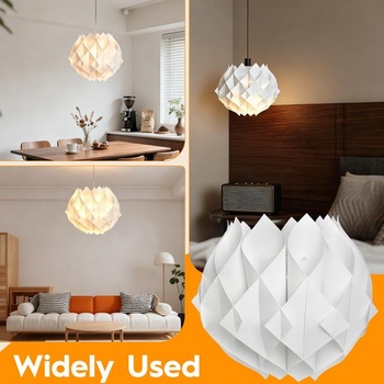 Origami tienidlo na lampu, biely zložený papierový kryt na závesné svetlo do obývacej izby,