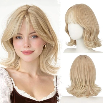 BARSDAR Syntetická krátka vrstvená svetlo blond bob…