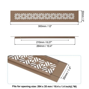 PATIKIL 1 kus hliníková větrací mřížka 300 x 50 mm, výfuková mřížka, větrací mřížka se šrouby do
