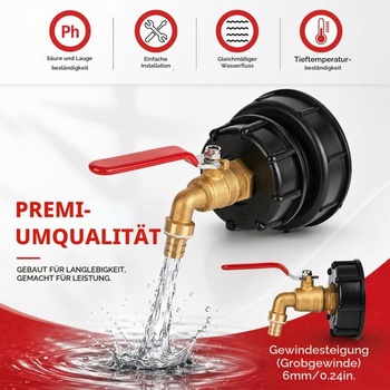 Výpustný kohout IBC nádrže, příslušenství k IBC nádrži, vodní nádrž S100x8/S60x6 s hrubým závitem,