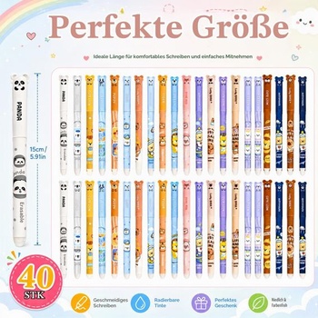 40 mazateľných guličkových pier, mazateľné perá hrúbky 0,5 mm