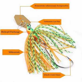 5dielna sada 7g Chatterbait Lure Set, Chatterbait Pike Lure Set, Rybárska jigová rotačka, Novinka