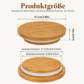 4 viečka na poháre, drevené viečka s priemerom Ø100 mm s tesnením