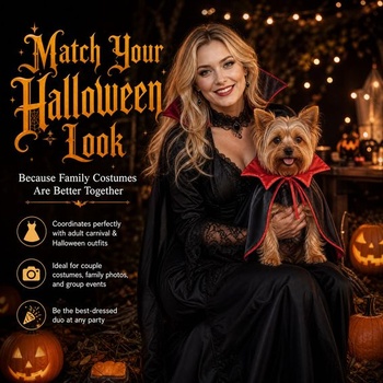 Halloweensky kostým mačky, upírsky plášť, kostým pre psa a mačku, veľkosť M