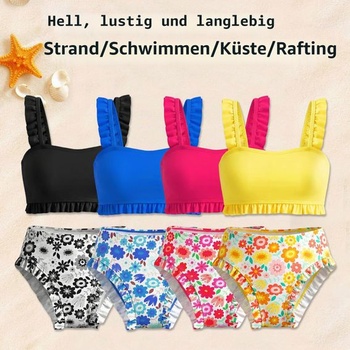 Dievčenské bikinový set, detské plavky, dvojdielne, 7-13 rokov, ružové, veľkosť 122-128