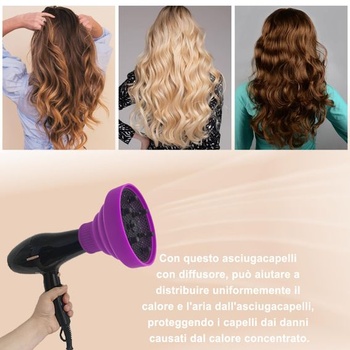 Silikónový difuzér, difuzér pre kučeravé vlasy, prenosný difuzér pre kučeravé vlasy,