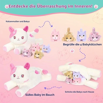 Shownicer Plyšová kočka Sada 5 plyšových zvířátek, Kawaii kočka Plyšový polštářek Dárek pro děti a
