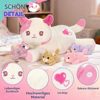 Shownicer Plyšová kočka Sada 5 plyšových zvířátek, Kawaii kočka Plyšový polštářek Dárek pro děti a