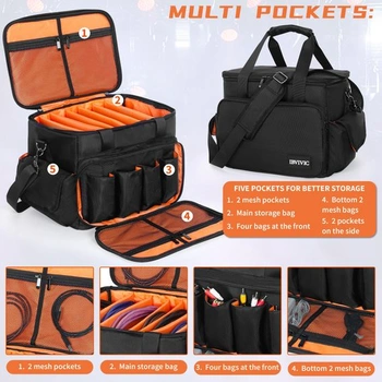 OUUTMEE DJ Bag, DJ taška na káble, s nastaviteľnými prepážkami a dvoma samostatnými vreckami,