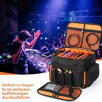 OUUTMEE DJ Bag, DJ taška na káble, s nastaviteľnými prepážkami a dvoma samostatnými vreckami,