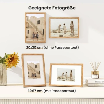 Fotorámeček Feihorrm, fotorámeček z dubového dřeva, s tvrzeným sklem, pro fotografie 20x30 cm bez