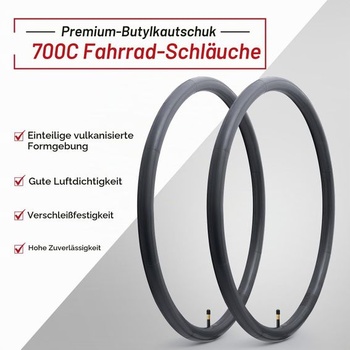 Duša na bicykel 700X35/43C, 28-palcová duša na bicykel, 48mm ventilček Schrader, 2 ks