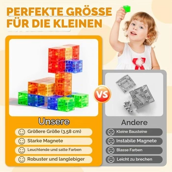 Magnetické stavebnice, magnetické stavební kostky pro batolata ve věku 1 až 3 roky, pro chlapce i