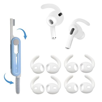 4 páry silikónových háčikov za uši pre AirPods Pro 2 + sada čistiacich pier, protišmykové háčikov za