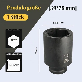 39mm dlouhý nástrčný klíč, 1/2palcový šestihranný, 6hranný nástrčný klíč 39 mm 1/2'', ráčna s 39mm