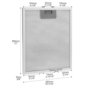 QWORK® 2 kusy kovových tukových filtrů 305 x 267 mm pro digestoře, 5vrstvý hliníkový filtr pro