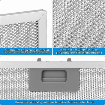 QWORK® 2 kusy kovových tukových filtrů 305 x 267 mm pro digestoře, 5vrstvý hliníkový filtr pro