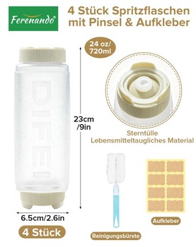 Balení 4 lahviček stlačitelných do vzduchu o objemu 720 ml/24 oz, nepropustných