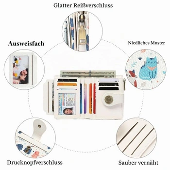Dámská malá peněženka SENDEFN, RFID ochranná kabelka s 12 přihrádkami na karty B04-cat – bílá