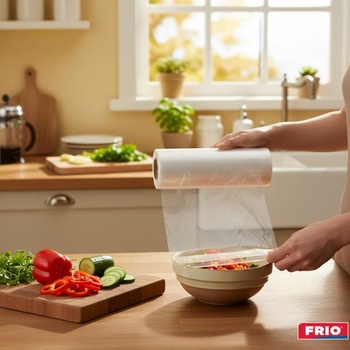 FRIO - 1 rolka potravinárskej fólie 300 m - Super lepidlo - Profesionálne puzdro s pílkou -