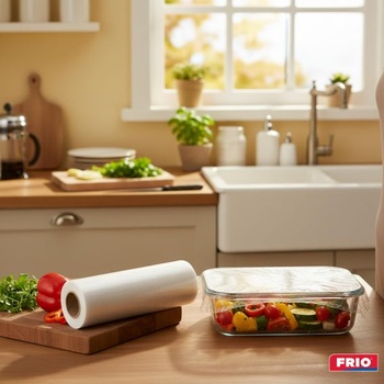 FRIO - 1 rolka potravinárskej fólie 300 m - Super lepidlo - Profesionálne puzdro s pílkou -
