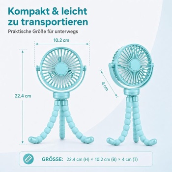 Ventilátor do kočárku, přenosný USB ventilátor pro více scén, přenosný ventilátor s otočením o