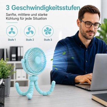 Ventilátor do kočárku, přenosný USB ventilátor pro více scén, přenosný ventilátor s otočením o