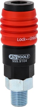 KS Tools 999.9104 Univerzální bezpečnostní spojka pro stlačený vzduch 3 v 1 s vnějším závitem 1/4