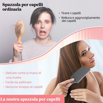 Kartáč na kudrnaté vlasy s 10 sponami, růžový, pro boční kudrnaté vlasy, vhodný pro dlouhé, jemné,