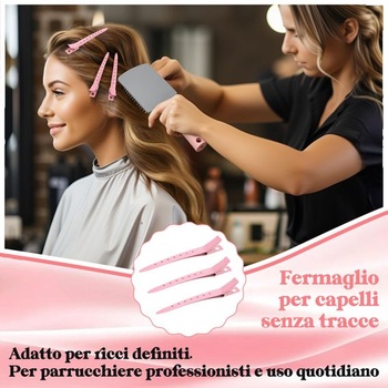 Kefa na kučeravé vlasy s 10 sponami, ružová, pre bočné kučeravé vlasy, vhodná pre dlhé, jemné,