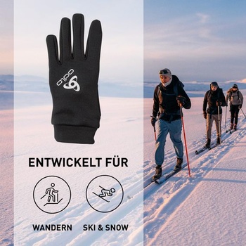 Unisexové fleecové rukavice Odlo Stretch Fleece Liner na lyžovanie a behanie, čierne, veľkosť L