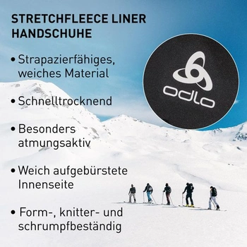 Unisexové fleecové rukavice Odlo Stretch Fleece Liner na lyžování a běhání, černé, velikost L