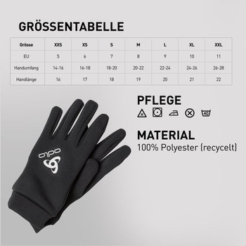 Unisexové fleecové rukavice Odlo Stretch Fleece Liner na lyžování a běhání, černé, velikost L
