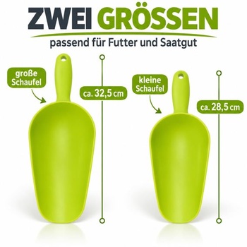 COM-FOUR 2x Naběračka na krmivo pro domácí mazlíčky 28 cm/32 cm zelená