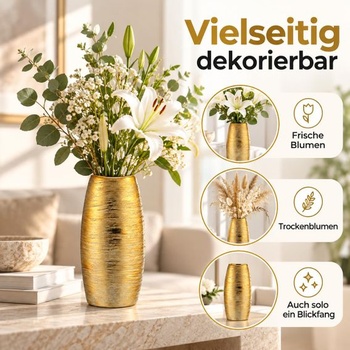 Elegantná zlatá keramická váza Brandsseller - 25x12x6 cm - Luxusný dizajn, všestranná bytová