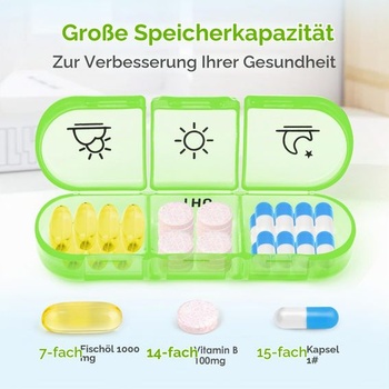 NEUTYPECHIC 7denní organizér na léky se 3 přihrádkami, vlhkostotěsná krabička na léky s oddělenými