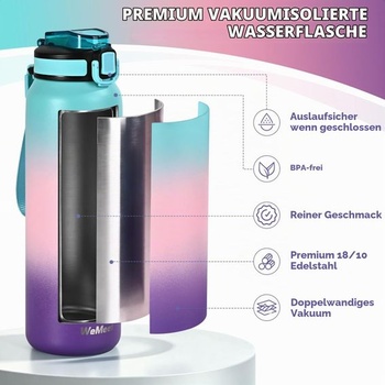 WEMEET nerezová fľaša na vodu 700ml, vhodná pre sýtené nápoje, šumivé nápoje, športové nápoje,